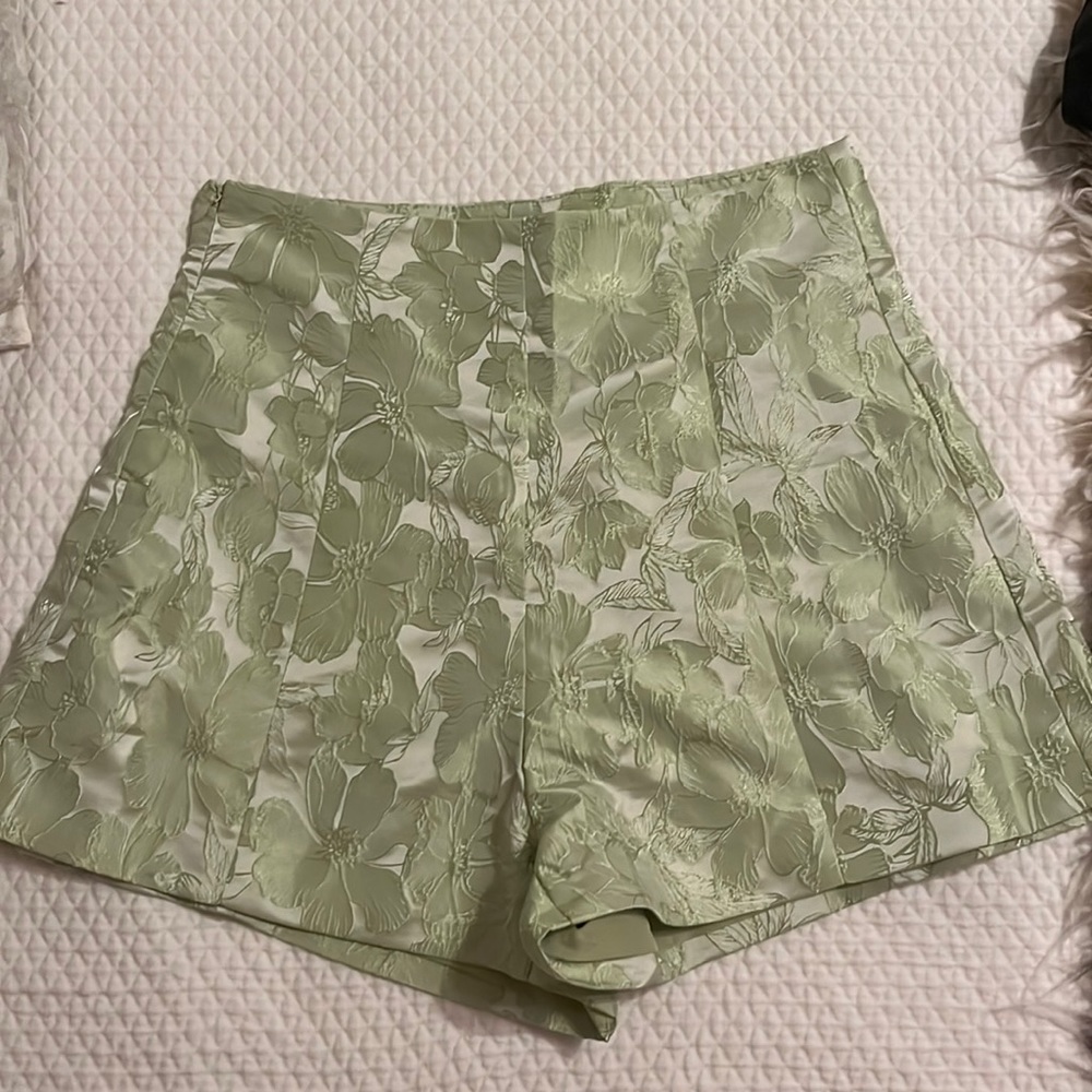 Light green printed shorts from SHEIN